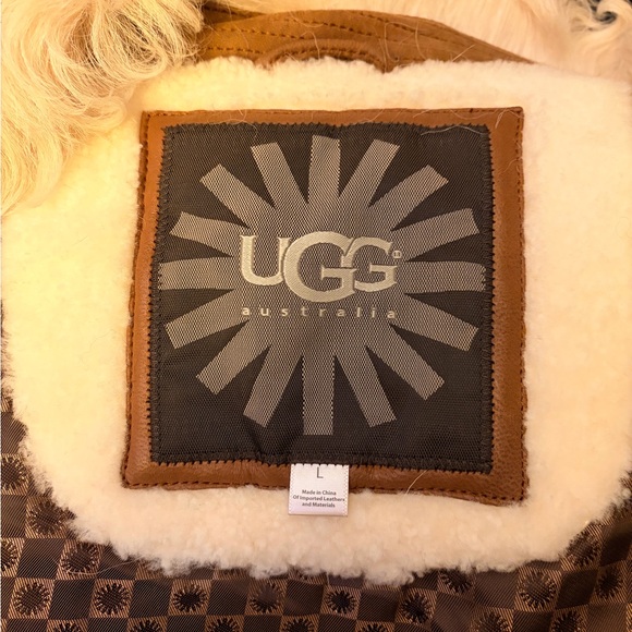 Ugg Lamb Leather Shearling Collar Jacket SZ Large Wear 2 Ways RARE - Picture 8 of 10